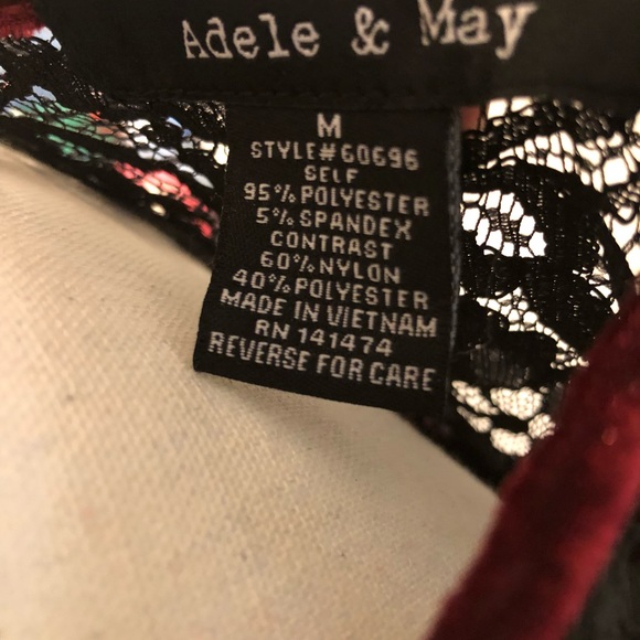 Adele & May crushed velvet and lace top size M - Picture 5 of 5